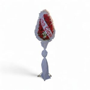 Kırmızı Gerbera  ile Tekli Çelenk